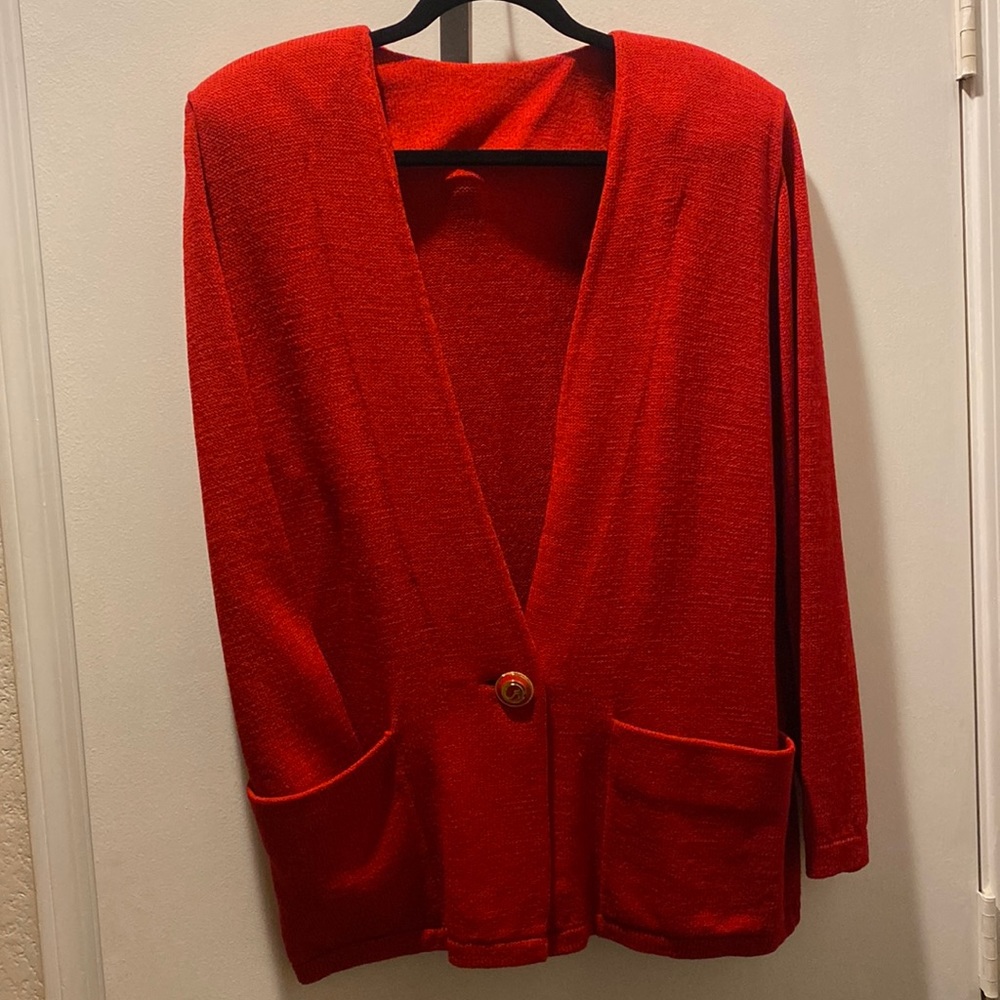 St John sweater red cardigan sz XL
